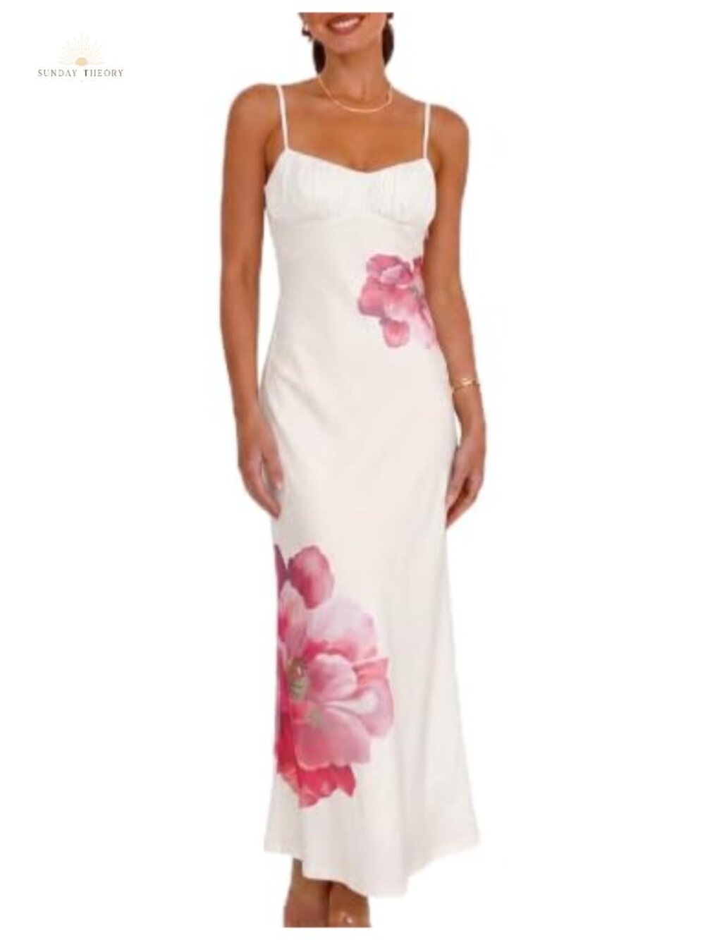 Satin Spaghetti Strap Backless Midi Dress Cocktail Wedding Guest